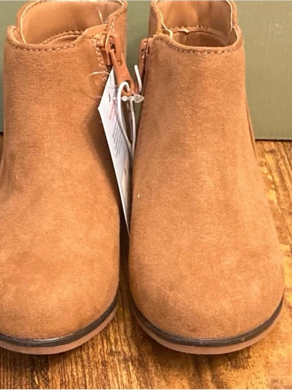 Cat & Jack Toddler Penelope Zipper Boots Cognac brown Size 8T  new